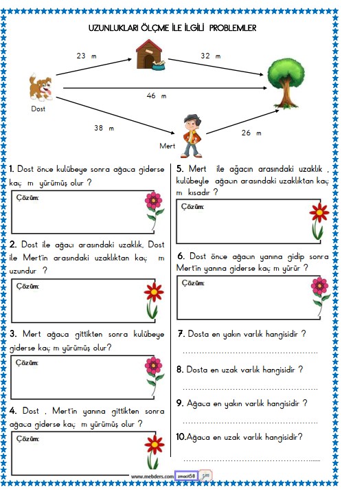 2. Sınıf Matematik Uzunluk Ölçme İle İlgili Problemler Etkinliği 16