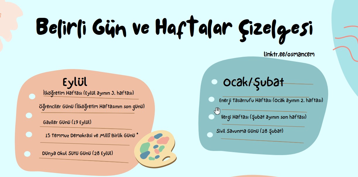 Belirli Gün ve Haftalar Çizelgesi