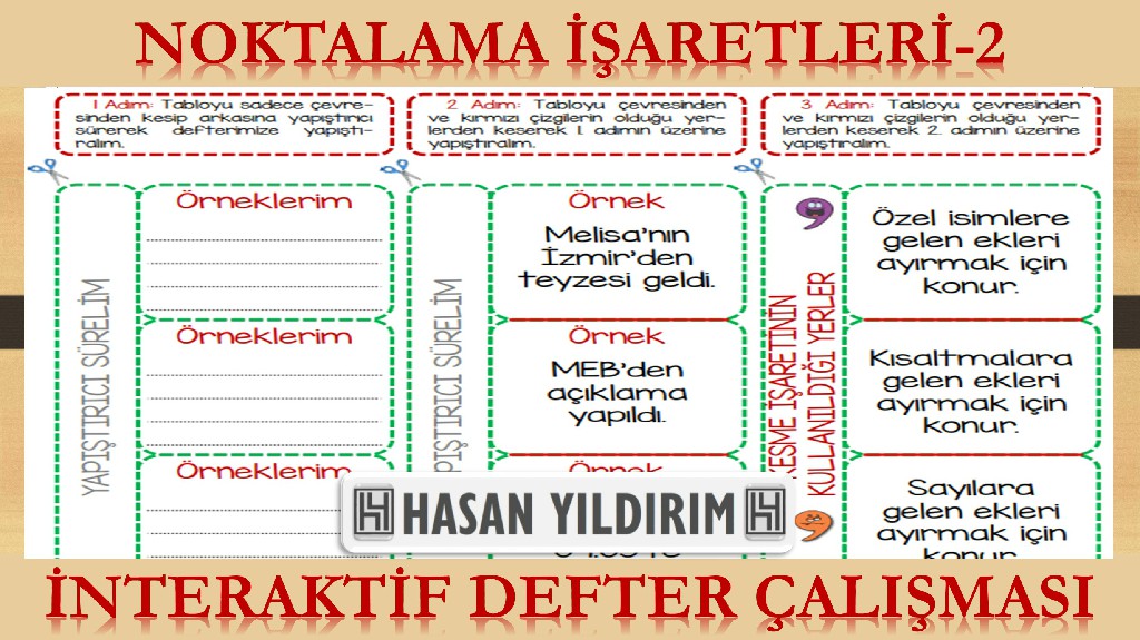 Noktalama İşaretleri İnteraktif Defter Çalışması-2 (Kesme İşareti, Ünlem İşareti, Kısa Çizgi, Eğik Çizgi)