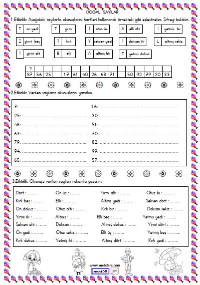 2. Sınıf Matematik Sayıları Yazma ve Okuma Etkinliği 6