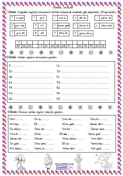 2. Sınıf Matematik Sayıları Yazma ve Okuma Etkinliği 6