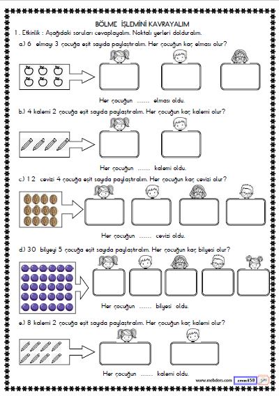 2. Sınıf Matematik Bölme İşlemini Kavrayalım Etkinliği 5