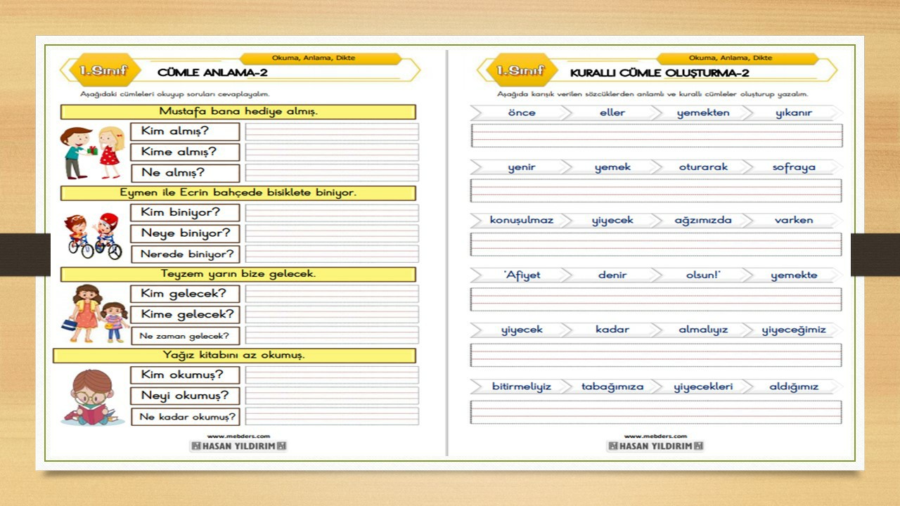 1.Sınıf Türkçe Cümle Anlama ve Kurallı Cümle Oluşturma-2