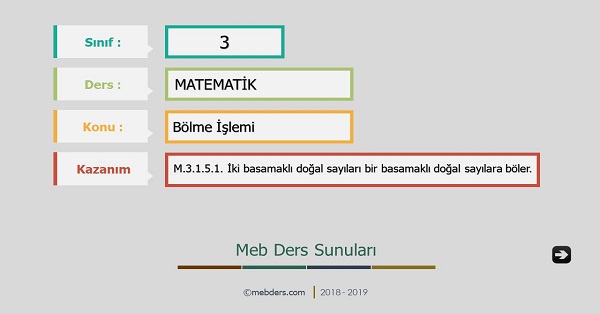 3.Sınıf Matematik Bölme İşlemi Sunusu