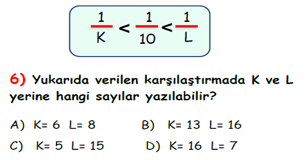 4.Sınıf Matematik Kesirler Yaprak Test-5