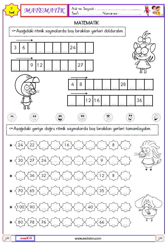 2. Sınıf Matematik Ritmik Saymalar Etkinliği 4