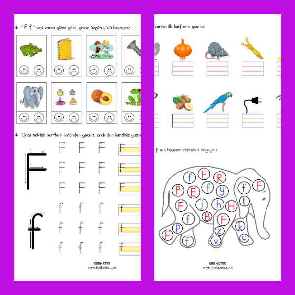 1. Sınıf İlkokuma Yazma - F Sesi Etkinliği - 1