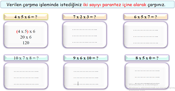 4.Sınıf Matematik Parantezli Çarpma İşlemi Alıştırmaları-4