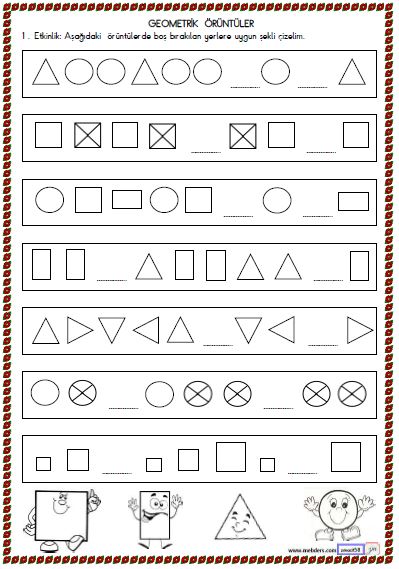 2. Sınıf Matematik Geometrik Örüntüler Etkinliği 1