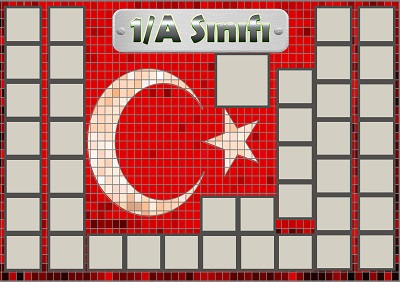 Model 54, 1A şubesi için Türk bayraklı fotoğraf eklemeli kapı süslemesi - 40 öğrencilik