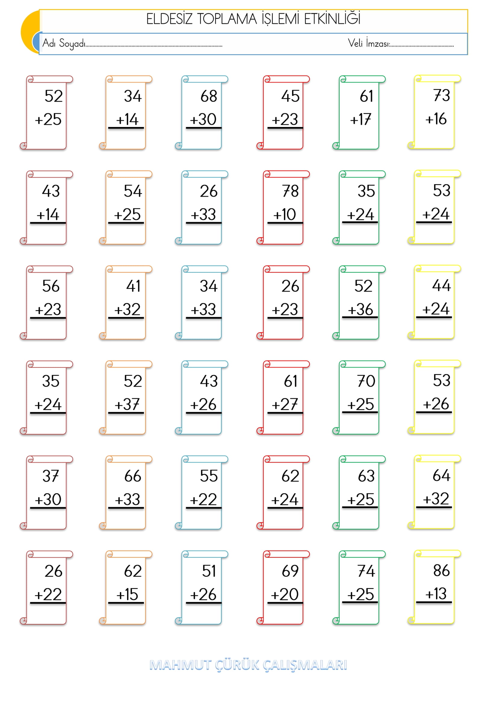 2.Sınıf - Matematik - Eldesiz Toplama İşlemleri - 1