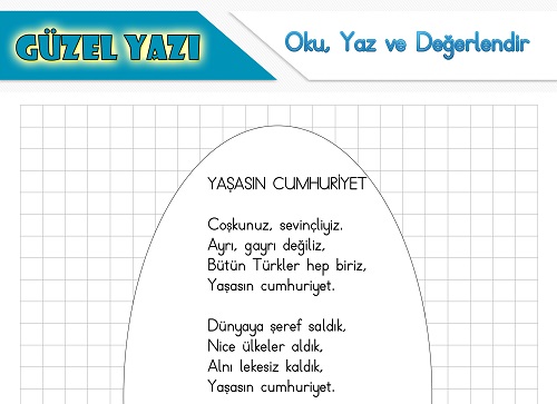 Şiir oku yaz değerlendir etkinliği - Yaşasın Cumhuriyet