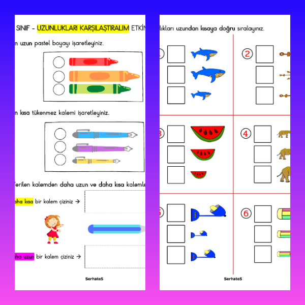 1. Sınıf Matematik - Uzunlukları Karşılaştıralım Etkinliği - 2