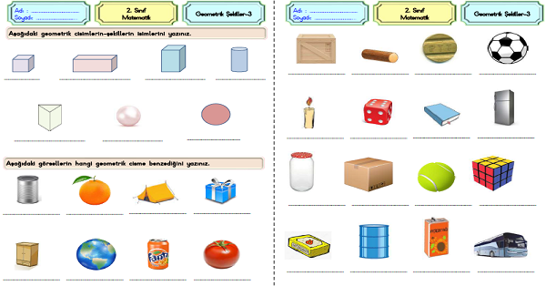 2.Sınıf Matematik Geometrik Cisimler ve Şekiller Etkinliği-3