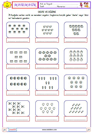 2. Sınıf Matematik Deste ve Düzine Etkinliği 1