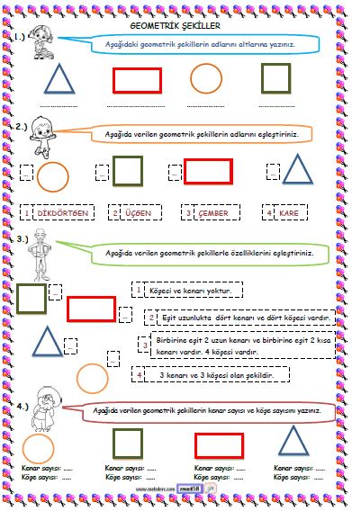 1. Sınıf Matematik Geometrik Şekiller Etkinliği 1