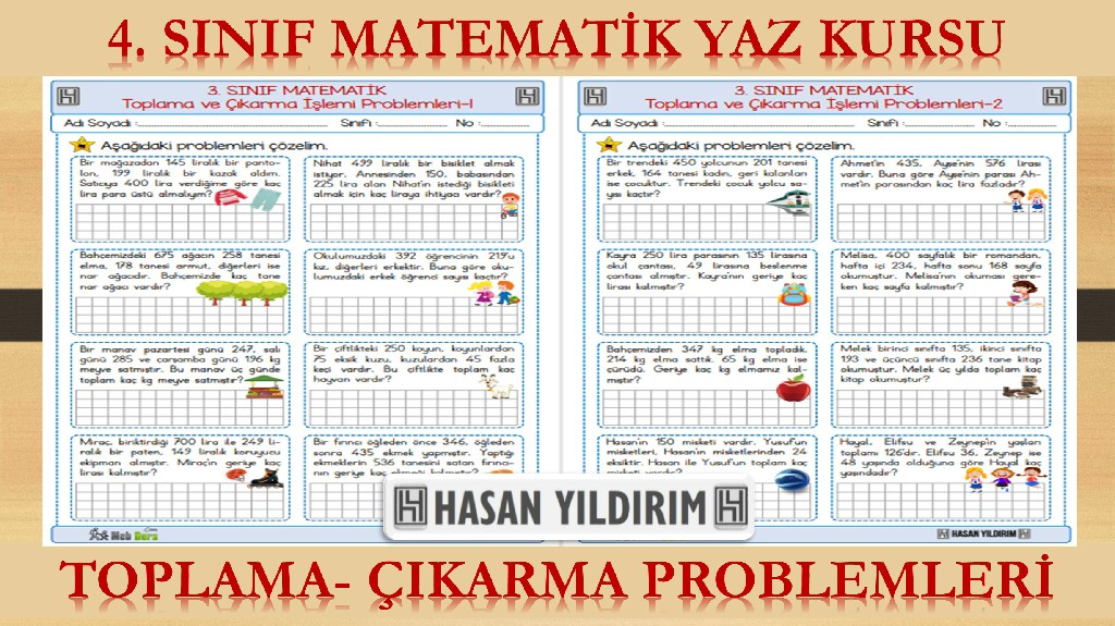 4.Sınıf Matematik Yaz Kursu - Toplama ve Çıkarma İşlemi Problemleri (3.Sınıf Tekrarı)