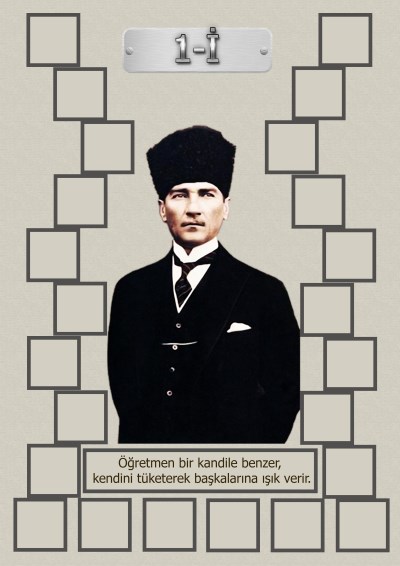 Model 15, 1İ şubesi için Atatürk temalı, fotoğraf eklemeli kapı süslemesi - 24 öğrencilik