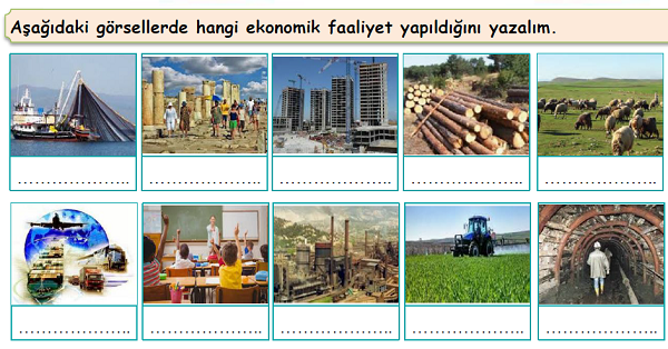 4.Sınıf Sosyal Bilgiler Ailemde ve Çevremde Ekonomik Faaliyetler Etkinliği