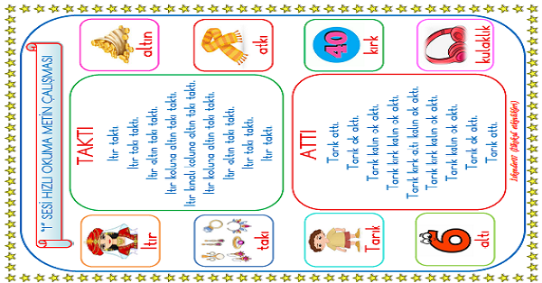 1. Sınıf İlk Okuma Yazma I-ı Sesi Hızlı Okuma Metin Çalışması
