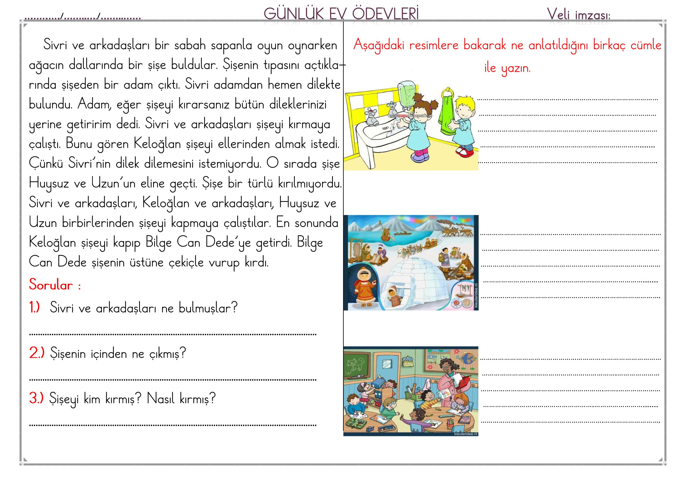 1.Sınıf - 04 Mart 2026 Günlük Ev Ödevleri