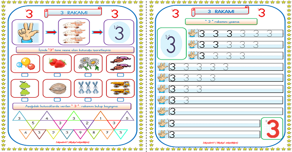 1.Sınıf Matematik 3 Rakamı Çalışması