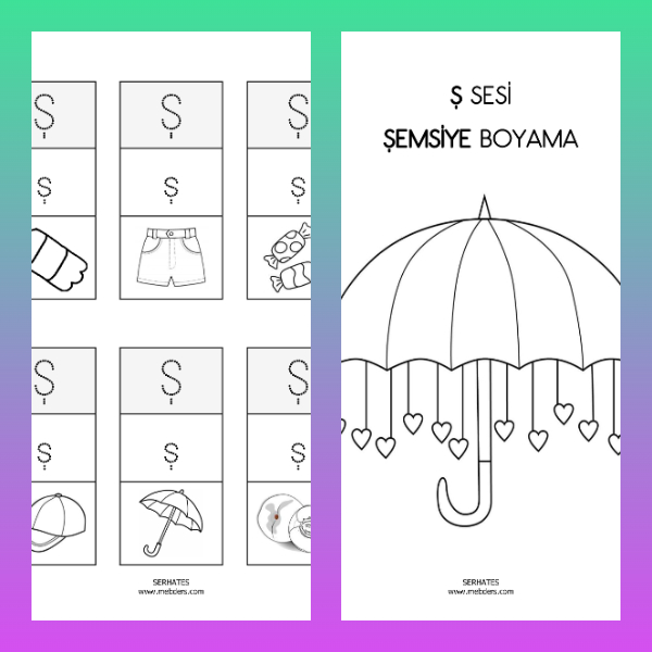 1. Sınıf İlkokuma Yazma - Ş Sesi Boyamalı Ses Kartları Etkinliği