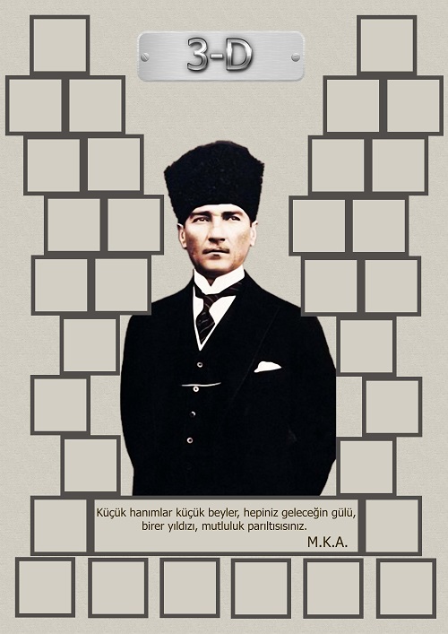 Model 15, 3D şubesi için Atatürk temalı, fotoğraf eklemeli kapı süslemesi - 32 öğrencilik