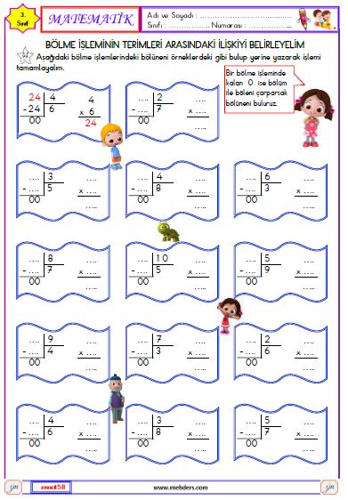 3. Sınıf Matematik Bölüneni Bulma Etkinliği 1