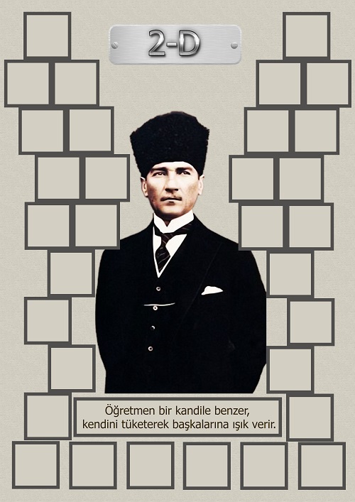 Model 15, 2D şubesi için Atatürk temalı, fotoğraf eklemeli kapı süslemesi - 32 öğrencilik