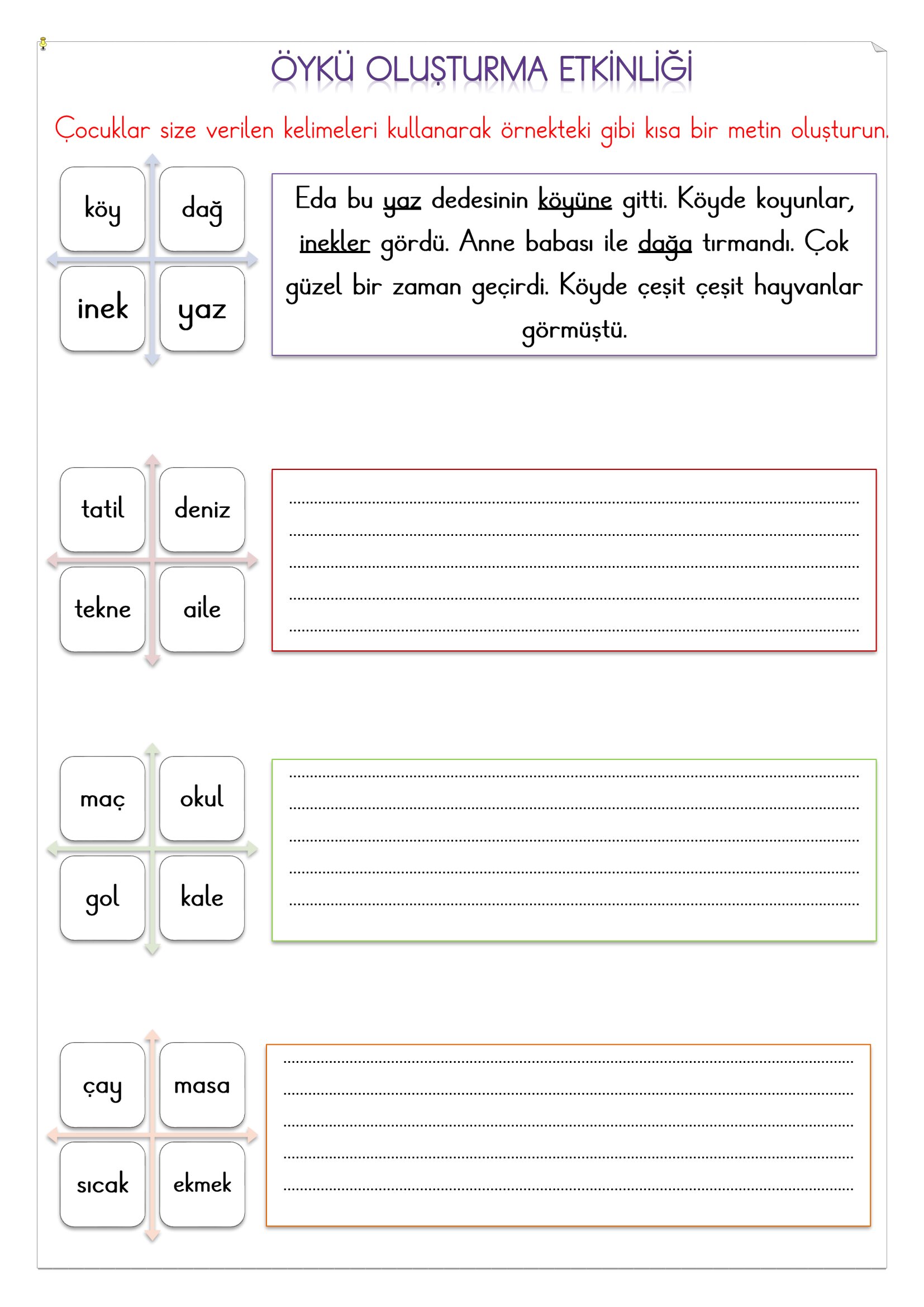 1.Sınıf - Türkçe Öykü Oluşturma Etkinliği-2