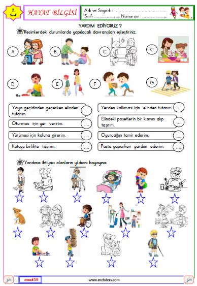 2. Sınıf Hayat Bilgisi Yardım Ediyoruz Etkinliği