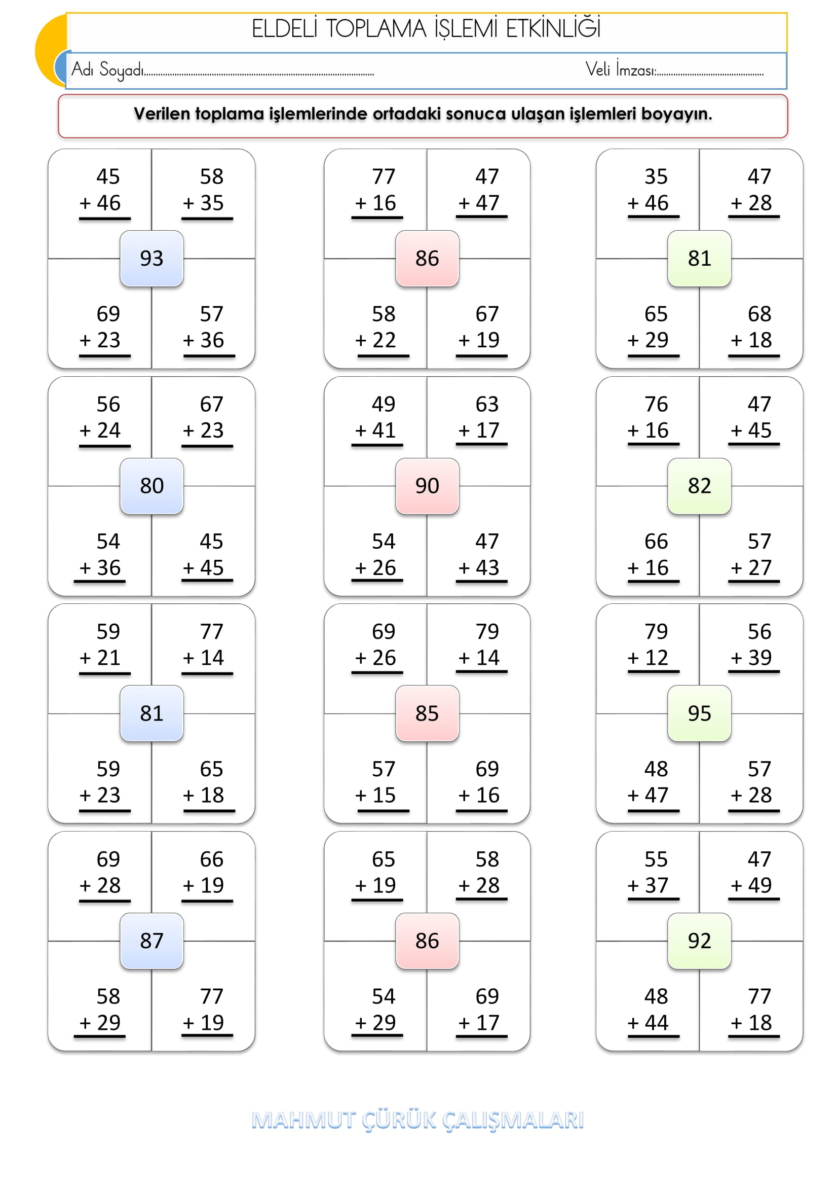 2.Sınıf - Matematik - Eldeli Toplama İşlemleri - 2