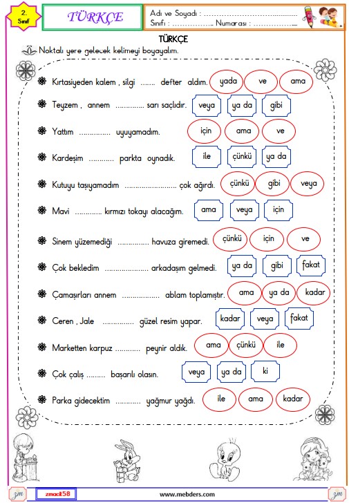 4. Sınıf Türkçe Pekiştirme Sözcükleri Etkinliği 2