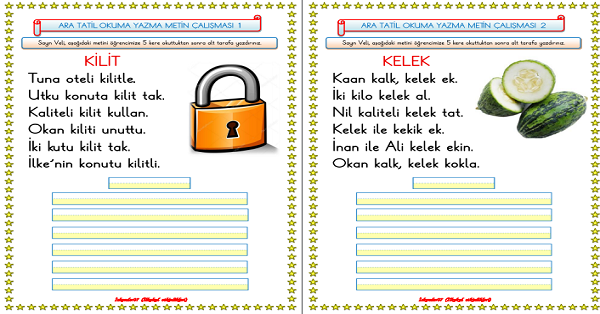 1. Sınıf Kasım Ara Tatil Çalışmaları (24 Sayfa)