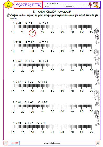 2. Sınıf Matematik En Yakın Onluğa Yuvarlama Etkinliği 3