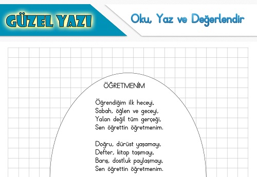 Şiir oku yaz değerlendir etkinliği - Öğretmenim