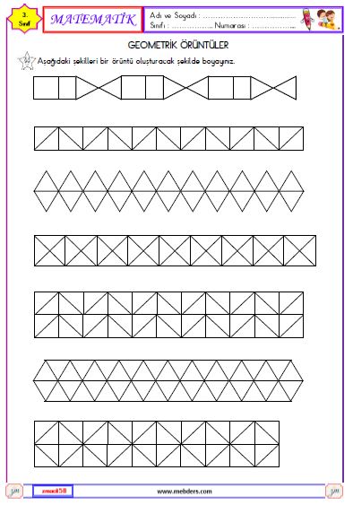 3. Sınıf Matematik Geometrik Örüntüler  Etkinliği 1