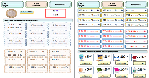 3.Sınıf Matematik Paralarımız-2