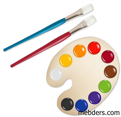 Sulu boya paleti ve fırçaları resmi png