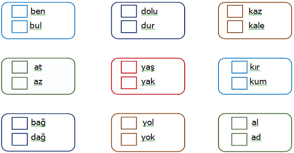 2.Sınıf Türkçe Eş Sesli (Sesteş) Sözcükler Etkinliği 2