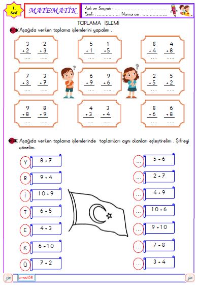 1. Sınıf Matematik Toplananların Yer Değiştirmesi Etkinliği