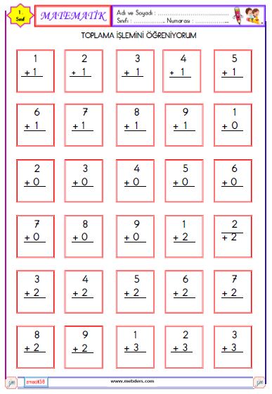1. Sınıf Matematik Toplama İşlemi Etkinliği 7
