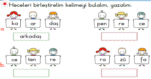 1.Sınıf Türkçe Kelime Yazma Etkinliği