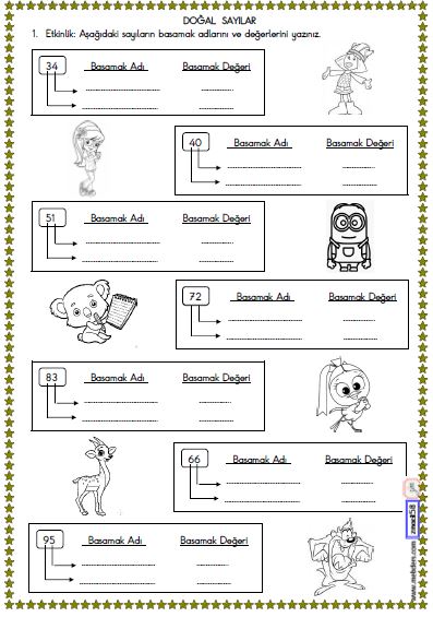 2. Sınıf  Matematik  Basamak Adı ve Basamak Değeri Etkinliği 2