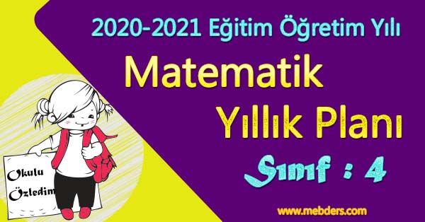 2020 - 2021 Yılı 4.Sınıf Matematik Yıllık Planı (MEB)