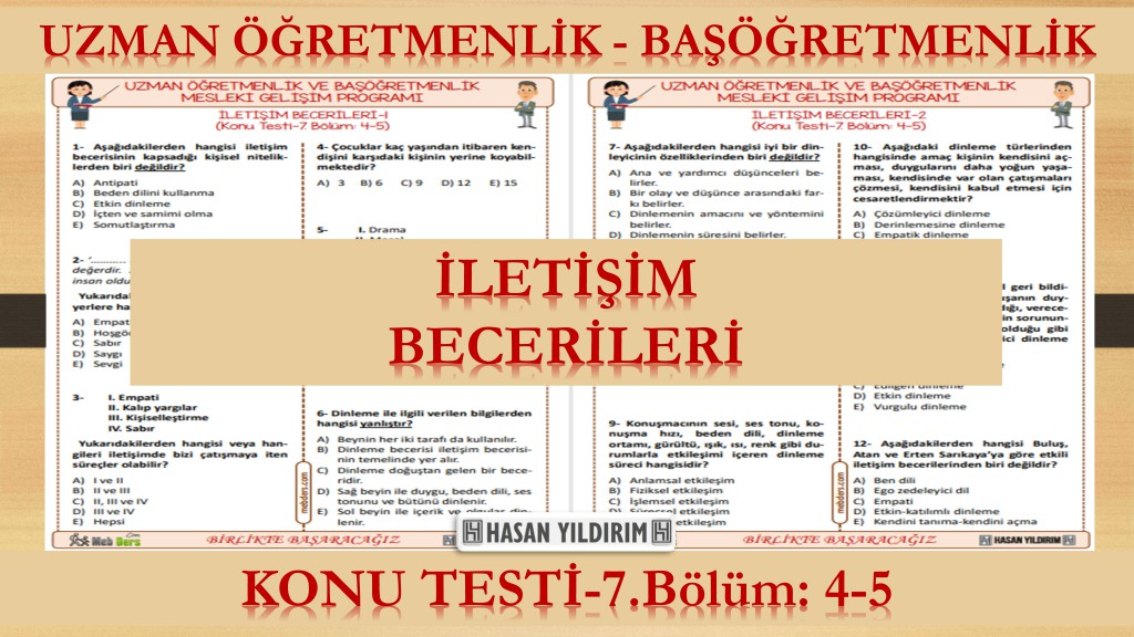 İletişim Becerileri (Konu Testi-7.Bölüm: 4-5)