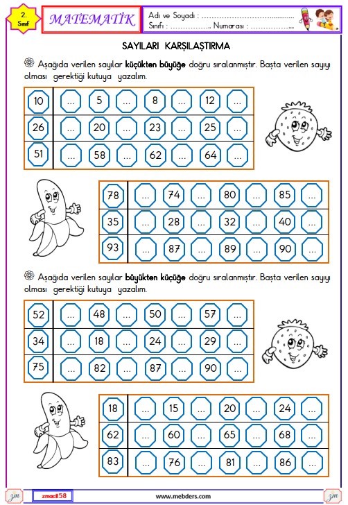 2. Sınıf Matematik Sayıları Karşılaştırma Etkinliği 4