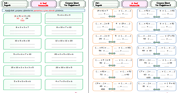 4.Sınıf Matematik Çarpma İşlemi Yer Değiştirme-2