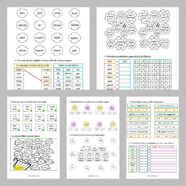 2. Sınıf Türkçe - Eş Anlamlı Kelimeler Etkinlik Paketi